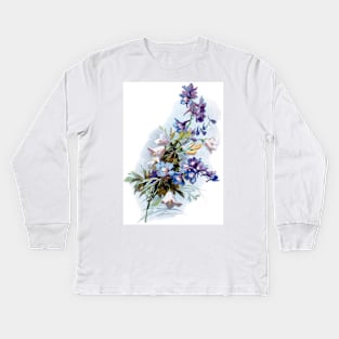 Spring Flowers 2 High Res Vintage Print Cira 1800-1900 Kids Long Sleeve T-Shirt